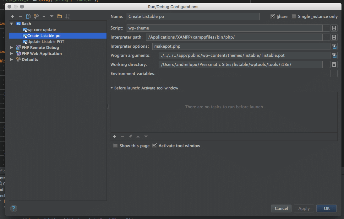 1Click update language pot files with phpStorm