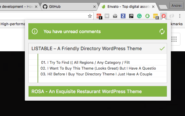 Envato Comments Notifications – Chrome extension